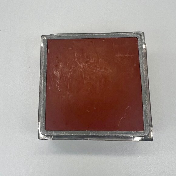 Textured Clear Glass Jewelry Trinket Box Hinged Etched Rose Design 2.5" x 2.5" - Picture 8 of 9